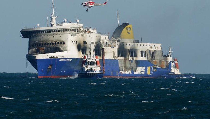 Le ferry Norman Atlantic à son arrivée le 2 janvier 2015 dans le port de Brindisi