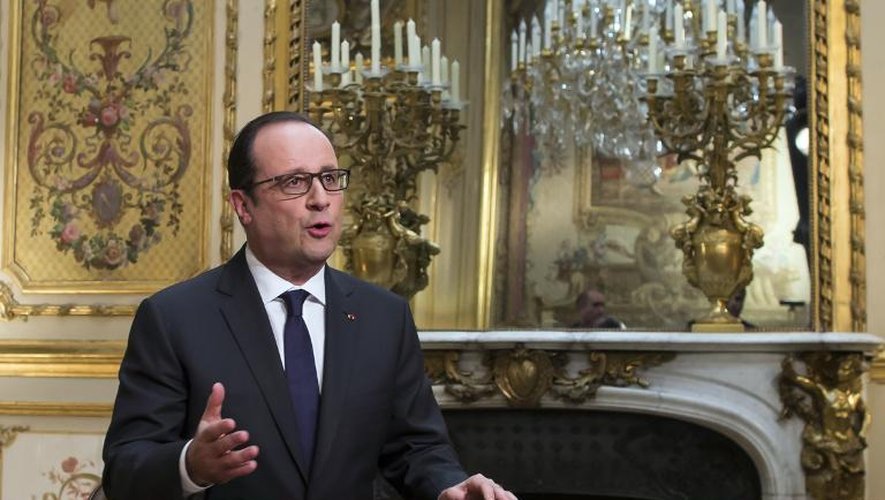 Le président François Hollande lors de ses voeux aux Français le 31 décembre 2014 à l'Elysée
