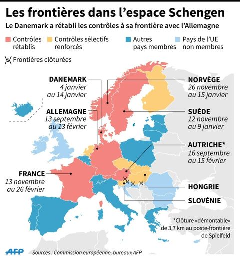 Les frontières dans l'espace Schengen