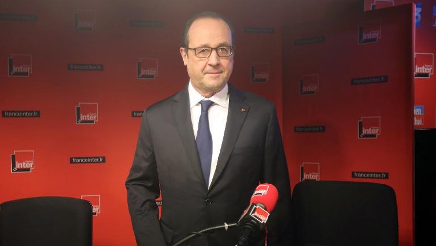 Le président de la République François Hollande à son arrivée le 5 janvier 2015 à France Inter
