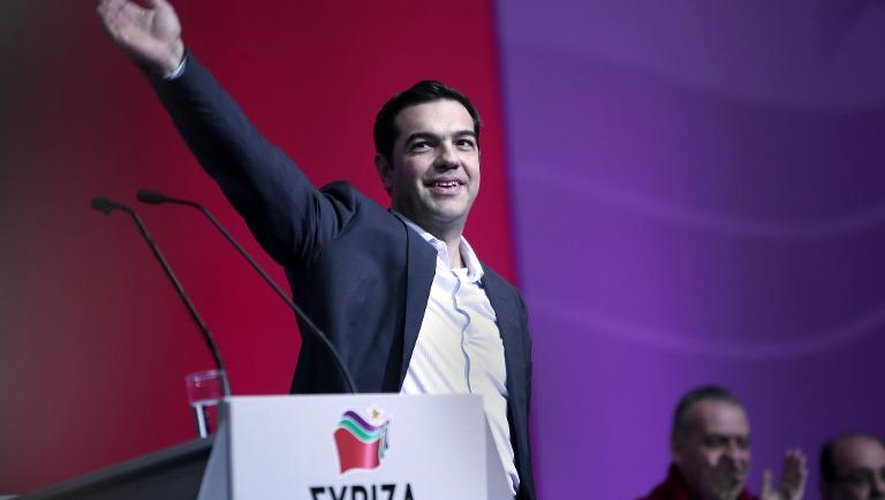 Le chef de file de Syriza, Alexis Tsipras, lors du congrès du parti à Athènes, le 3 janvier 2015