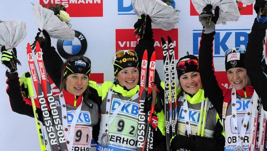 Les biathlètes françaises, 2e du relais d'Oberhof, le 7 janvier 2015