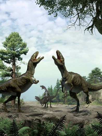 Une image fournie le 7 janvier 2016 par le groupe Nature montre des théropodes, un groupe de dinosaures qui comprend notamment le fameux Tyrannosaure