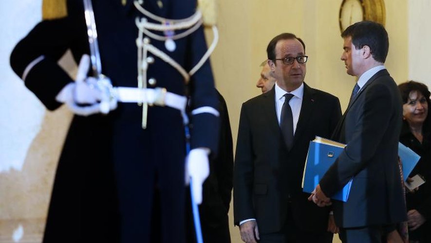 François Hollande et Manuel Valls le 8 janvier 2015 à l'Elysée à Paris