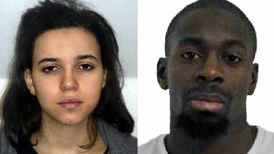 Portraits transmis par la police d'Hayat Boumeddiene (g) and Amedy Coulibaly (d) suspecté d'être impliqué dans l'attaque de Montrouge