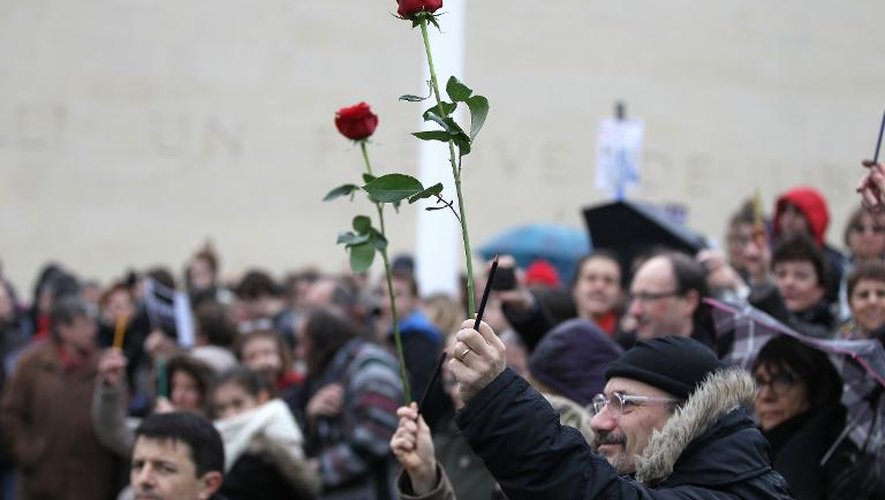 Manifestation à Caen le 10 janvier 2015 en soutien aux victimes des attentats à Paris
