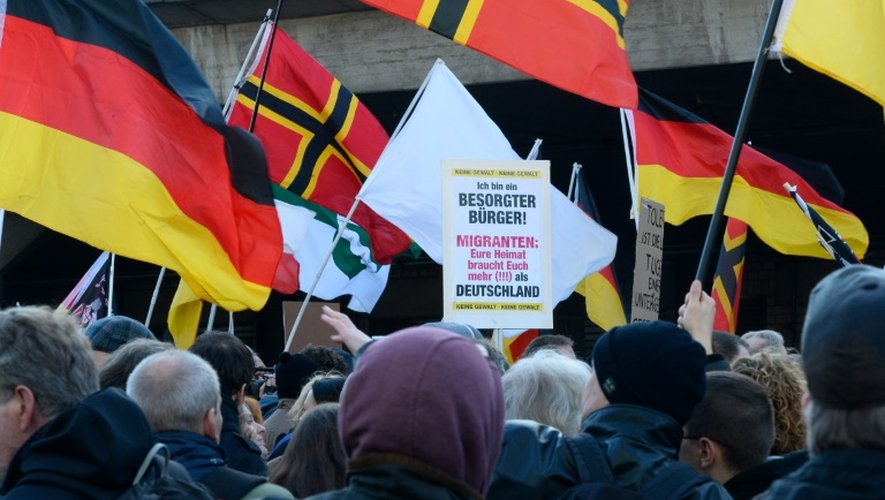 Des sympathisants d'extrême droite manifestent, le 9 janvier 2016 à Cologne