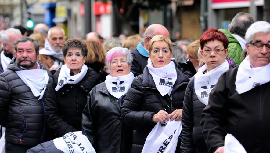 Des proches de prisonniers basques manifestent, le 9 janvier 2016 à Bilbao