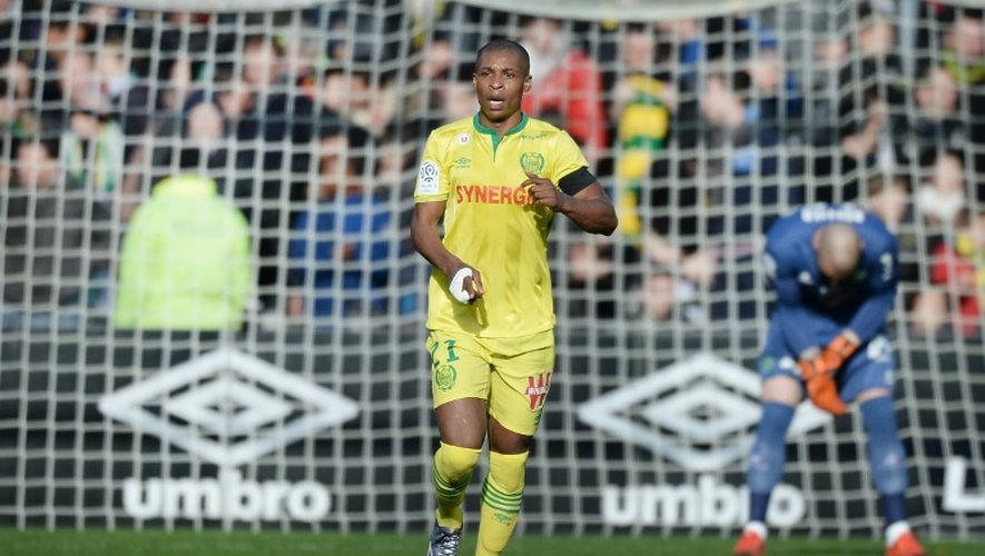 L'attaquant Johan Audel, inscrit le 1er but pour Nantes face à Saint-Etienne à La Beaujoire, le 10 janvier 2016