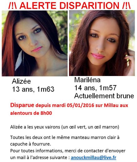Millau : Alizée et Mariléna ont été retrouvées