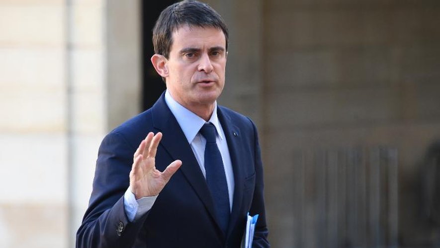 Le Premier ministre Manuel Valls à son arrivée le 11 janvier 2015 à l'Elysée à Paris