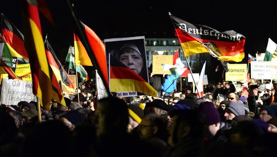 Manifestation du mouvement anti-islam Pegida à Dresde en Allemagne, le 12 janvier 2015