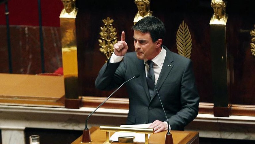 Manuel Valls lors de son discours le 13 janvier 2015 à l'Assemblée nationale à Paris