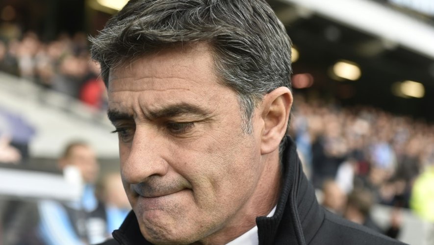 L'entraîneur de l'OM Michel après l'élimination en quart de finale de la Coupe de la Ligue face à Toulouse, le 13 janvier 2016 au Stadium