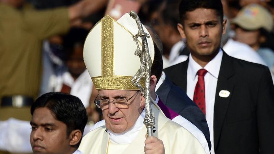 Le pape François lors d'une messe à Colombo au Sri Lanka le 14 janvier 2015