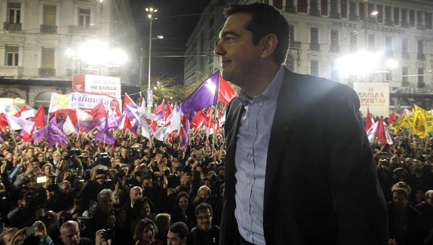 Alexis Tsipras lors d'un meeeting électoral le 22 janvier 2015 à Athènes