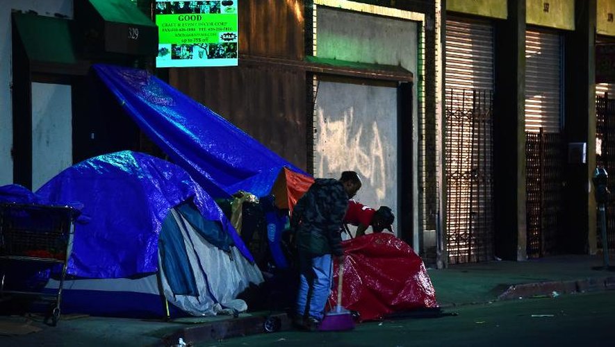 Des sans-abris dans les rues de Los Angeles, le 29 janvier 2015