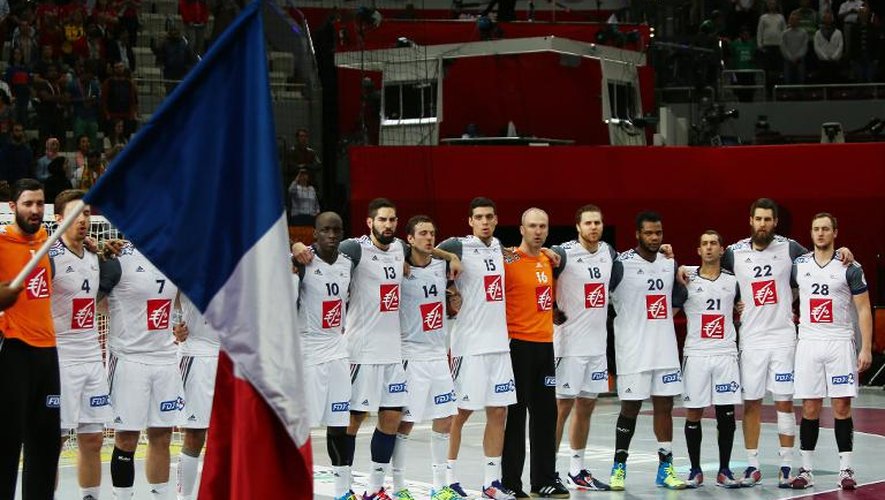 Les Français avant leur demi-finale du Mondial de handball contre les Espagnols, le 30 janvier 2015 à Doha