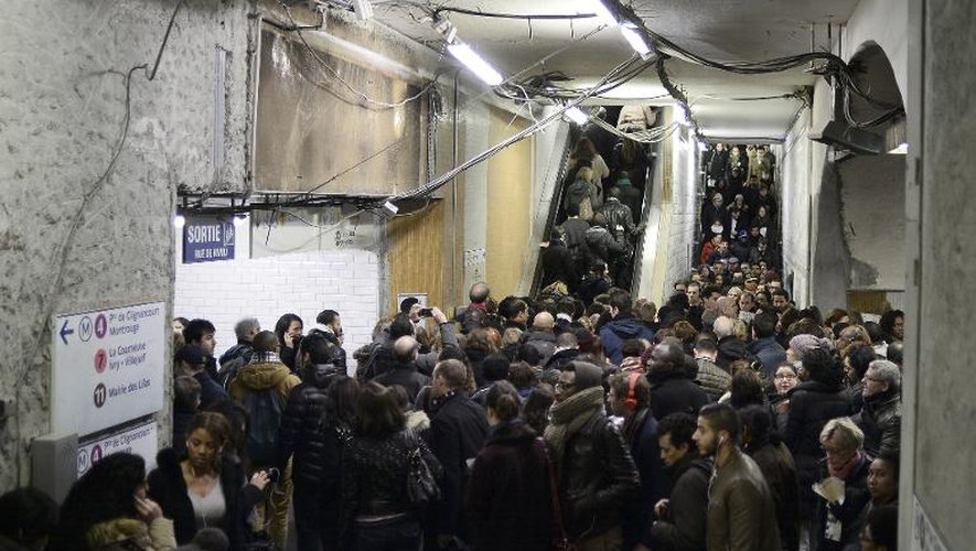 La station Châtelet-Les Halles à Paris lors de la grève du 29 janvier 2015 dans le RER A