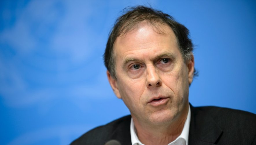Le porte-parole du Haut-Commissariat des Nations Unies aux Droits de l'homme, Rupert Colville, lors d'une conférence de presse à Genève, le 29 janvier 2016