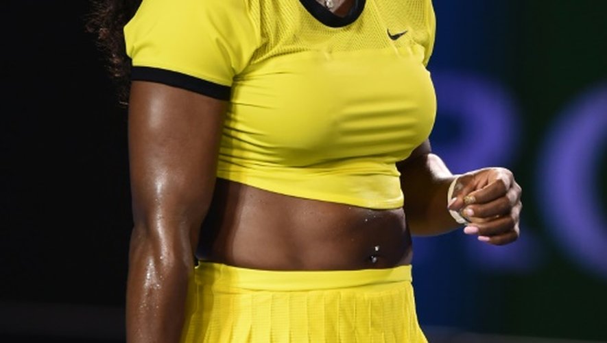 Serena Williams pendant la finale de l'Open d'Australie contre Angelique Kerber le 30 janvier 2016 à Melbourne
