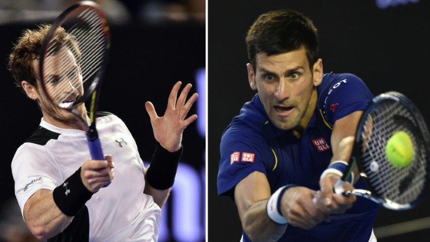 Photomontage d'Andy Murray (G) et Novak Djokovic (D), finalistes de l'Open d'Australie