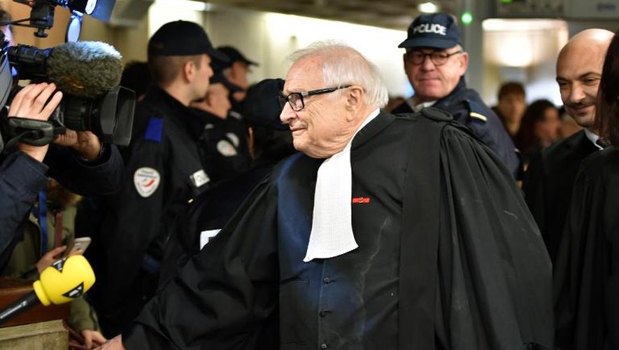 Me Henri Leclerc, un des avocats de Dominique Strauss-Kahn, au palais de justice de Lille, le 2 février 2015