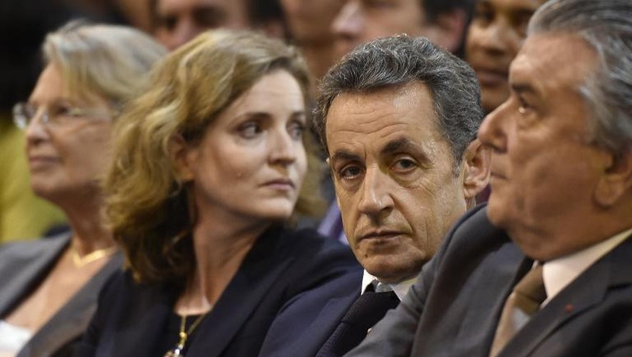 Nathalie Kosciusko-Morizet et Nicolas Sarkozy lors d'une réunion des parlementaires UMP le 27 novembre 2014 à Paris