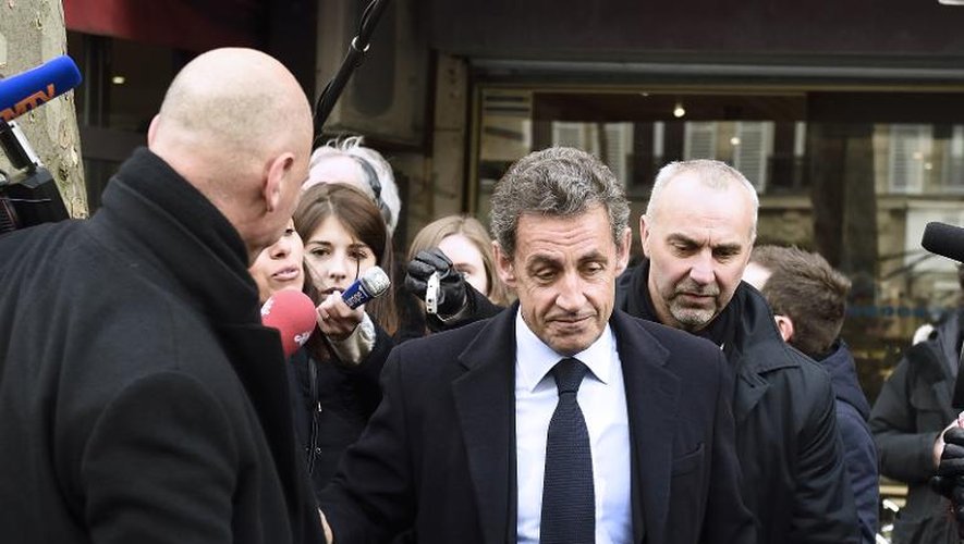Nicolas Sarkozy à l'issue d'un déjeuner avec les anciens Premiers ministres UMP, le 20 janvier 2015 à Paris