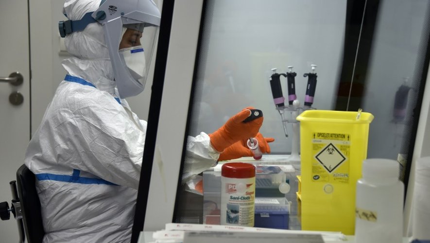 Un biologiste conduit des tests dans un laboratoire de l'Institut universitaire du cancer, à Toulouse, le 10 octobre 2014