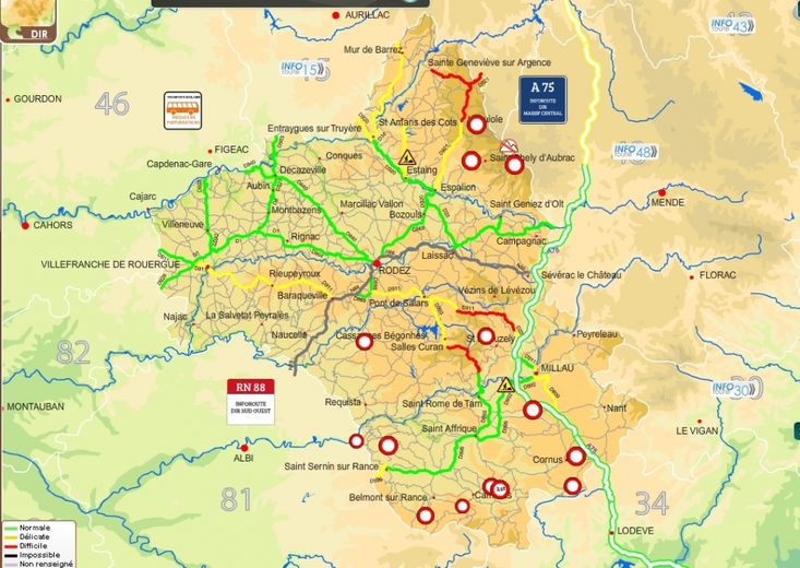 Congères en Aveyron : plusieurs routes fermées à la circulation
