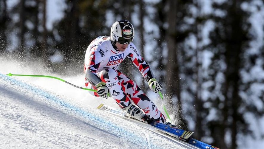 L'Autrichien Hannes Reichelt sur la piste du Super-G des Mondiaux de ski alpin à Beaver Creek, le 5 février 2015