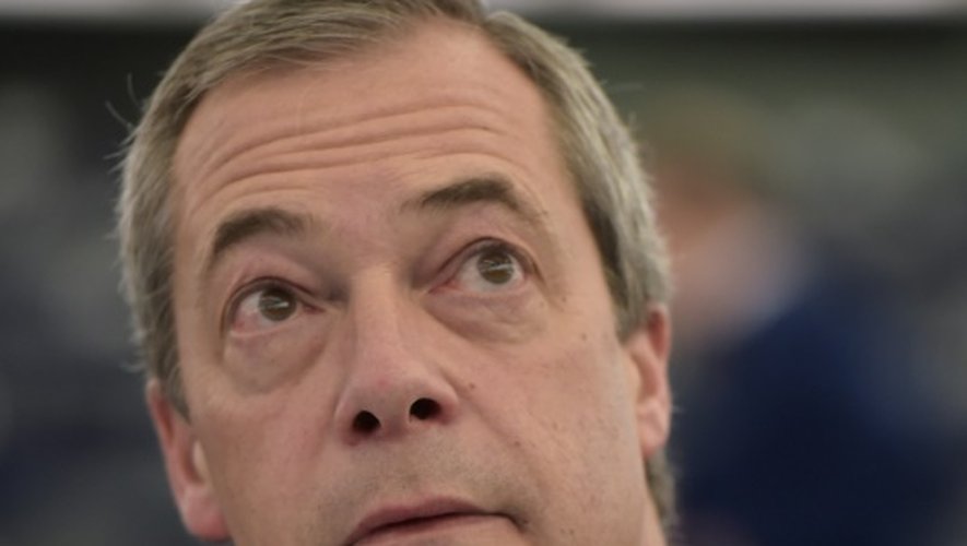 Le député européen Nigel Farage, chef de l'Ukip, lors d'un débat au Parlement européen, le 3 février 2016