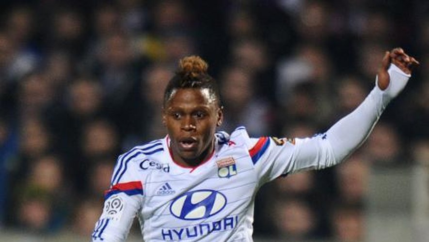 L'attaquant de Lyon Njie lors du match contre Bordeaux le 21 décembre 2014 à Bordeaux