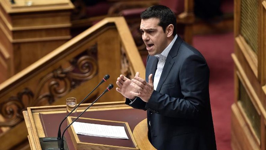 Le Premier ministre grec Alexis Tsipras, devant le parlement grec, le 8 février 2015