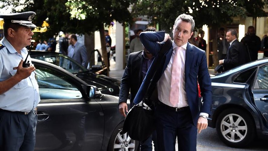 Declan Costello, représentant de l'Union européenne au sein de l'attelage UE-BCE-FMI (troïka), arrive à Athènes le 30 septembre 2014
