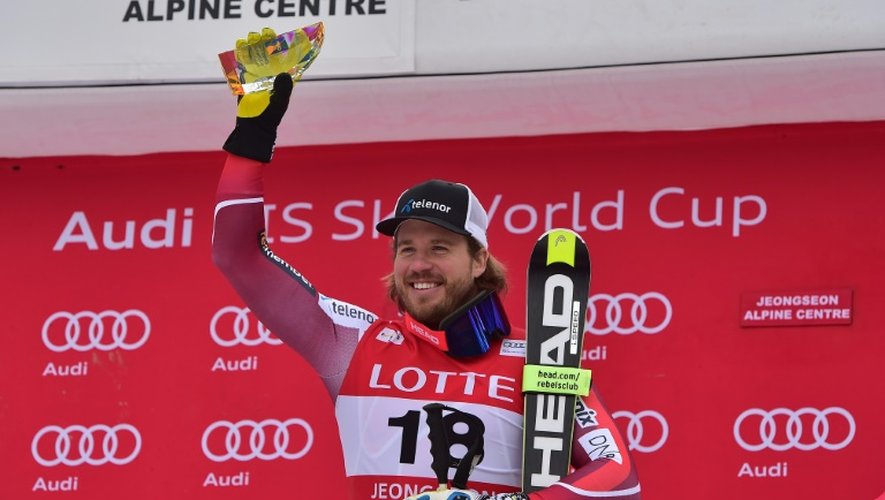 Le Norvégien Kjetil Jansrud, vainqueur de la descente de Joengseon, en Corée du Sud, lors de la Coupe du monde messieurs de ski alpin, le 6 février 2016
