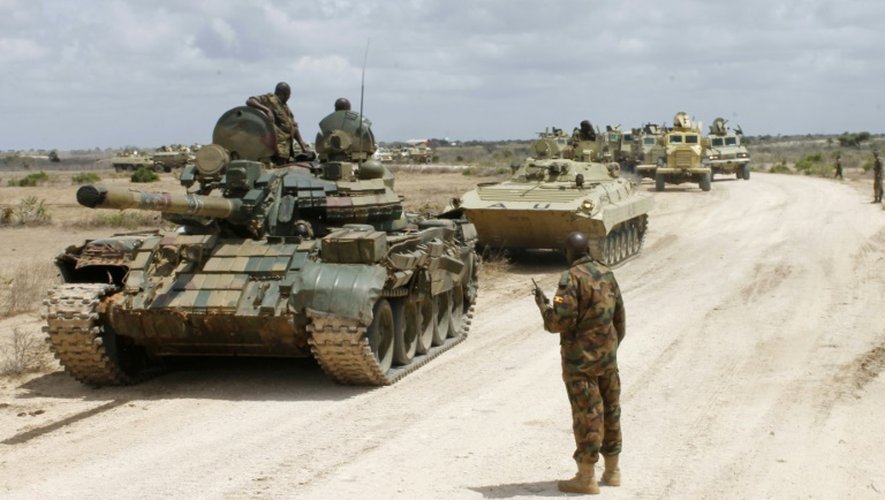 Un convoi de l'Amisom près de Merka, le 4 août 2012, en Somalie