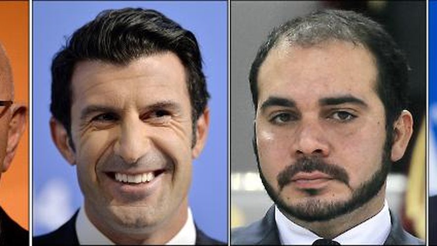 Montage de photos des candidats à la présidence de la Fifa (de g à d), Michael van Praag, Luis Figo, Ali bin Al-Hussein et Sepp Blatter