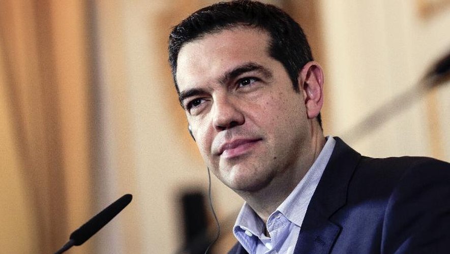 Le Premier ministre grec Alexis Tsipras lors d'une conférence de presse, le 9 février 2015 à Vienne