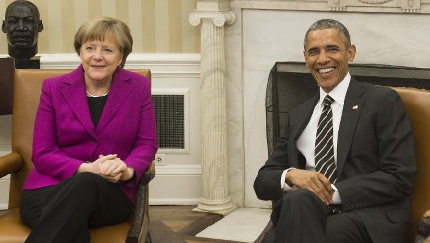 La chancelière allemande Angela Merkel et le président américain Barack Obama, lors d'une réunion à la Maison Blanche, le 9 février 2015 à Washington