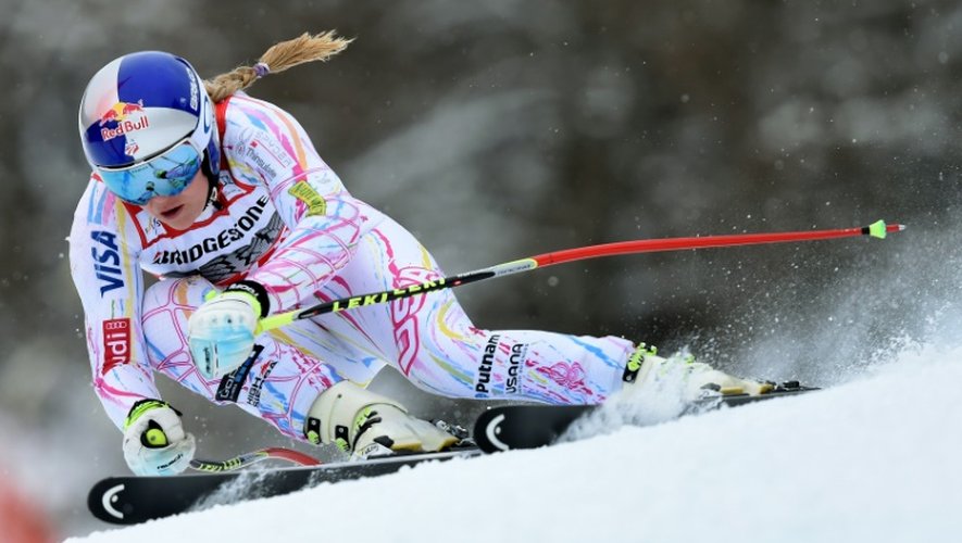 L'Américaine Lindsey Vonn lors de l'entraînement pour la descente de la Coupe de monde de Garmisch (sud de l'Allemagne), le 4 février 2016 February 4, 2016