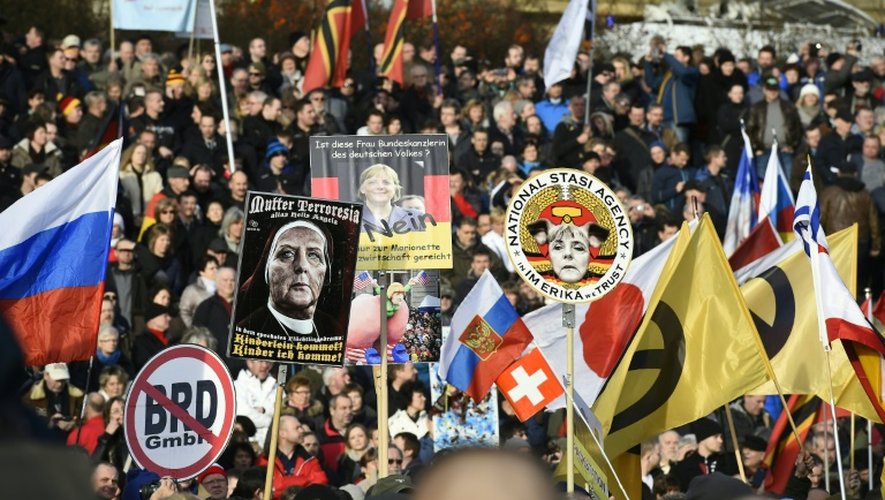 Rassemblement hostile aux migrants à l'initiative du mouvement islamophobe Pegida, le 6 février à Dresden en Allemagne