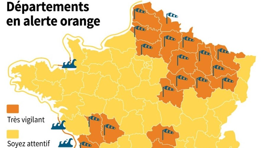 Départements en alerte orange