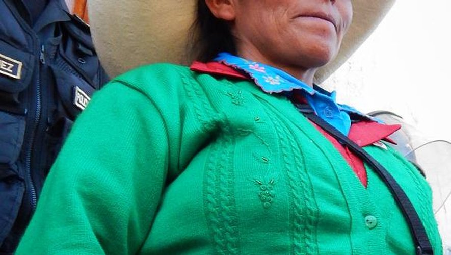 Photo de la paysanne andine Maxima Acuna, prise le 20 novembre 2014 à Cajamarca, au Pérou, et publiée sur le blog Grundfides le 12 février 2015