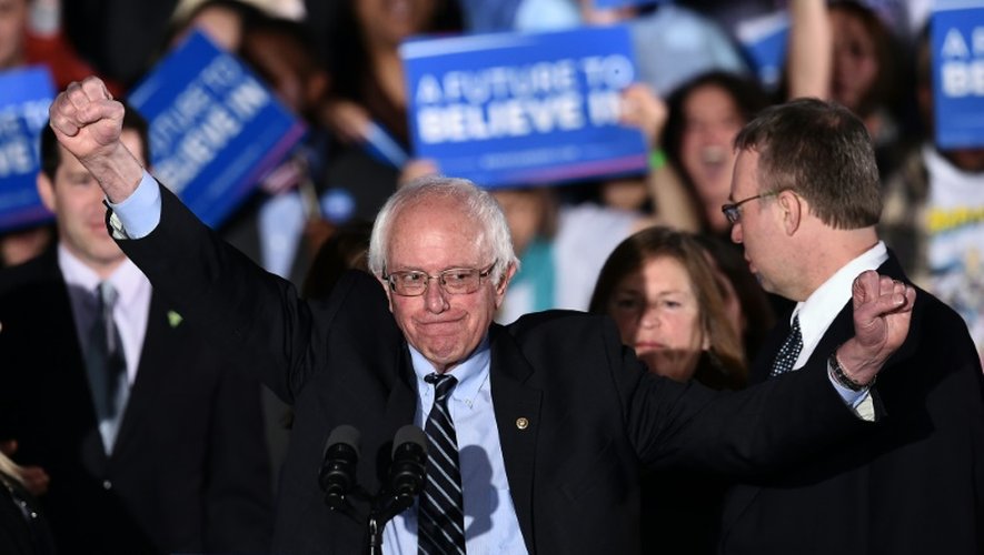 Bernie Sanders le 9 février 2016 à Concord après sa victoire dans le New Hampshire