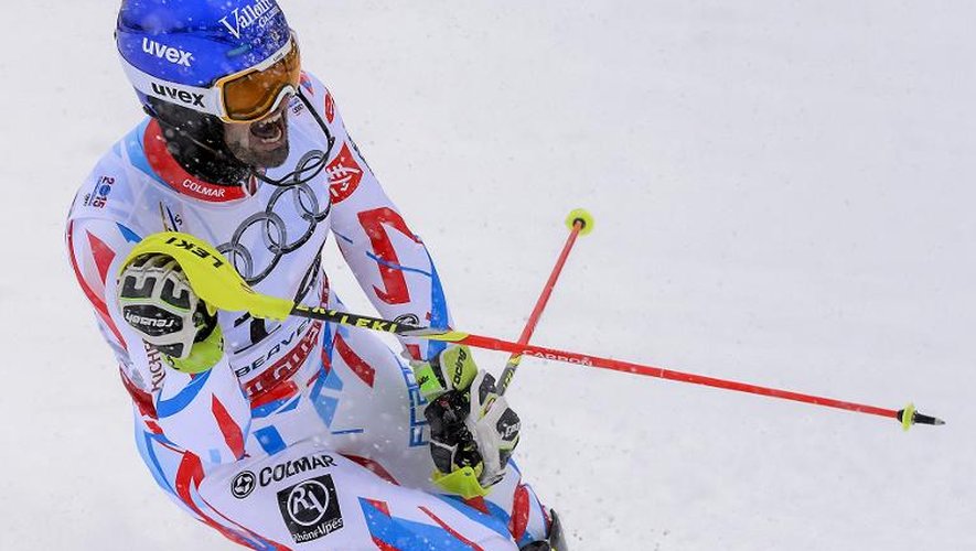 Jean-Baptiste Grange sur le podium le 15 février 2015 à Beaver Creek au Colorado