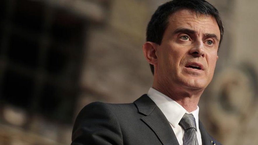 Le Premier ministre manuel Valls, lors d'un discours, le 13 février 2015 à Honfleur, dans le nord-ouest de la France