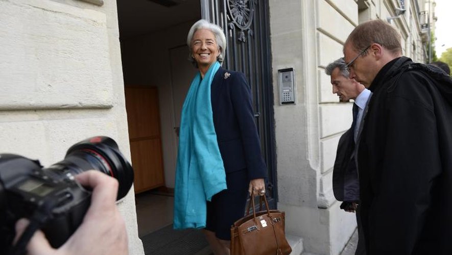 Christine Lagarde, directrice générale du FMI arrive pour une audition sur l'affaire du Crédit Lyonnais, le 23 mai 2013 à Paris
