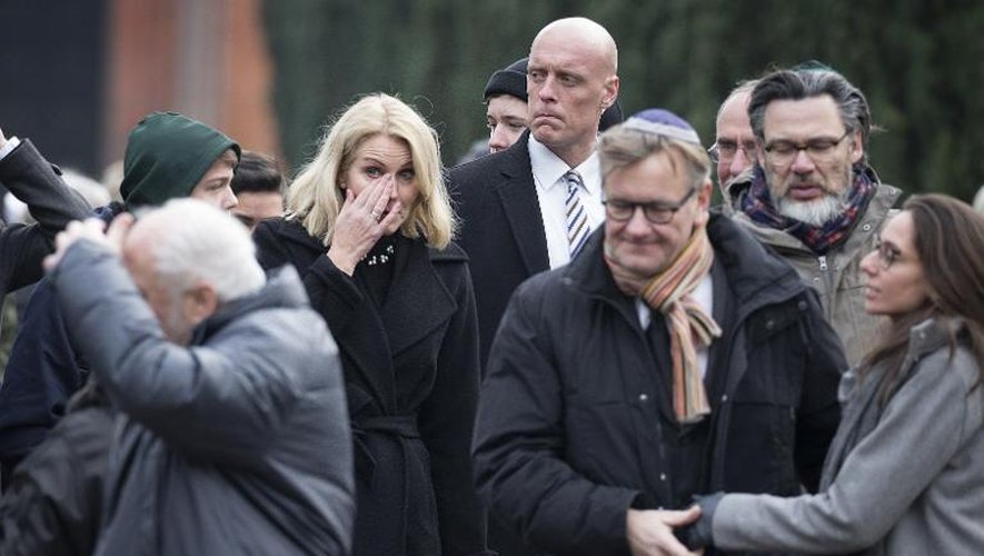 Le Premier ministre danois Helle Thorning-Schmidt assiste aux funérailles de Dan Uzan à Copenhague, le 18 février 2015
